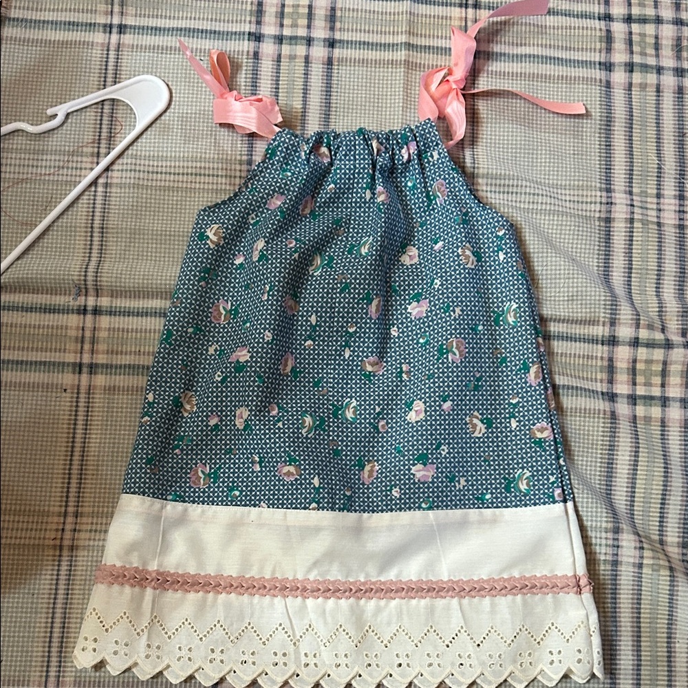 Teal and White Dress with Pink Accents